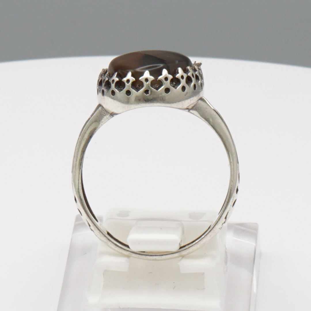 925 Silber Herrenring mit echtem Jemen Achat - Aqeeq Yamani