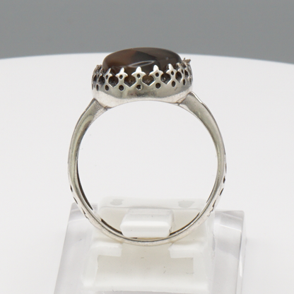 925 Silber Herrenring mit echtem Jemen Achat - Aqeeq Yamani