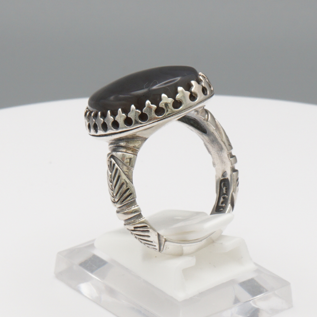 925 Silber Herrenring mit echtem Jemen Achat - Aqeeq Yamani