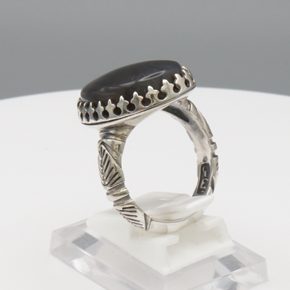 925 Silber Herrenring mit echtem Jemen Achat - Aqeeq Yamani