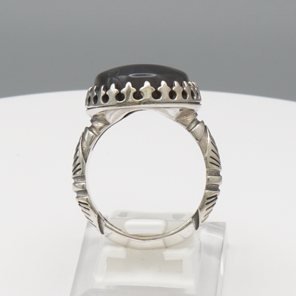925 Silber Herrenring mit echtem Jemen Achat - Aqeeq Yamani