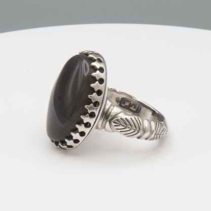 925 Silber Herrenring mit echtem Jemen Achat - Aqeeq Yamani