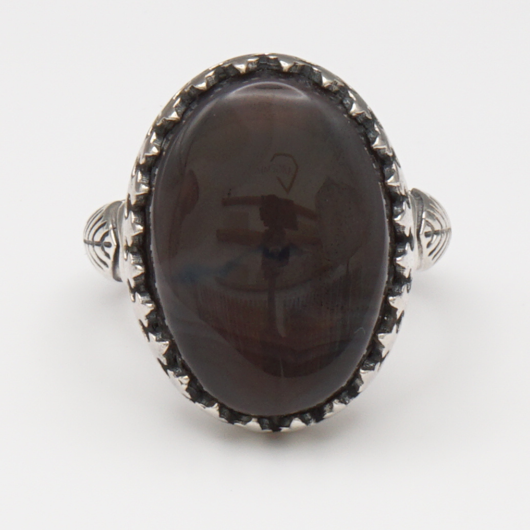 925 Silber Herrenring mit echtem Jemen Achat - Aqeeq Yamani