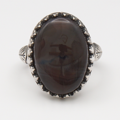 925 Silber Herrenring mit echtem Jemen Achat - Aqeeq Yamani