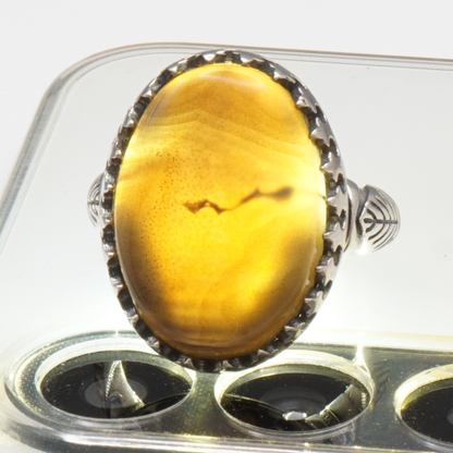 925 Silber Herrenring mit echtem Jemen Achat - Aqeeq Yamani