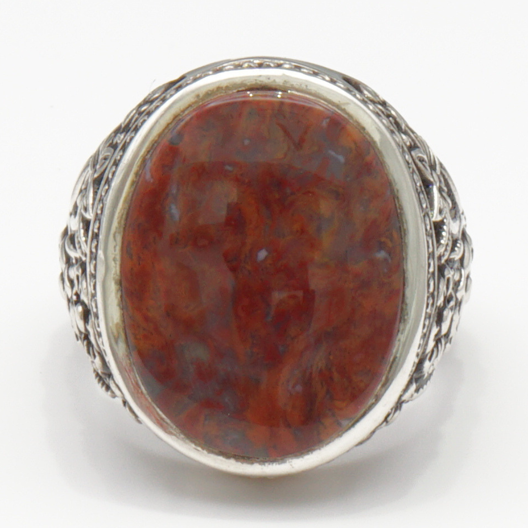 990 Silber Luxus Herrenring mit echtem Jemen Achat - Aqeeq Yamani - Aref عارف