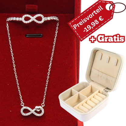 925 Silber Damen-Set – Halskette + Armband + Gratis Etui + Schmuckbox