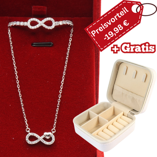 925 Silber Damen-Set – Halskette + Armband + Gratis Etui + Schmuckbox