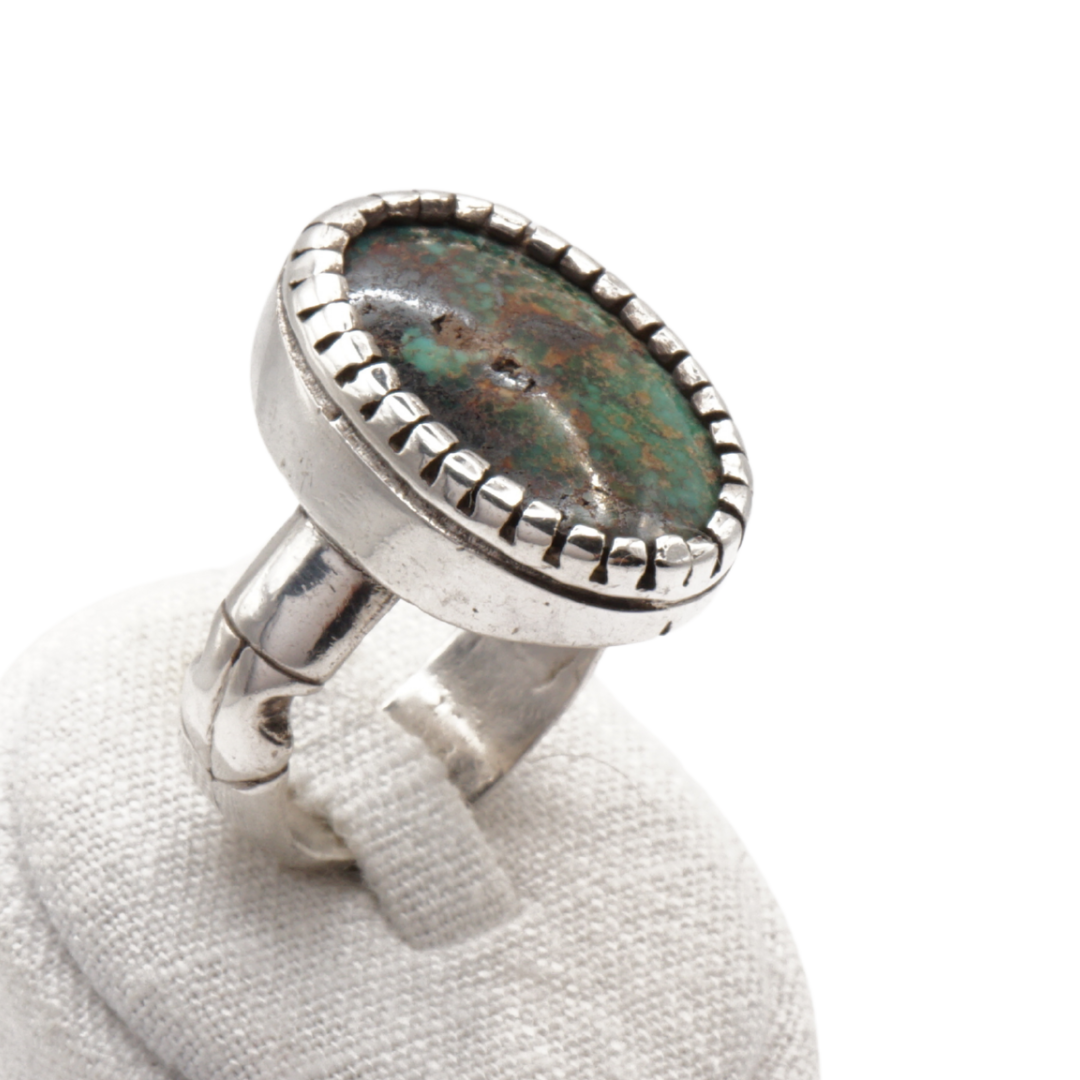 925 Silber Herren Ring mit echtem Türkis Firouz Nishaburi - Handarbeit - Premium Qualität