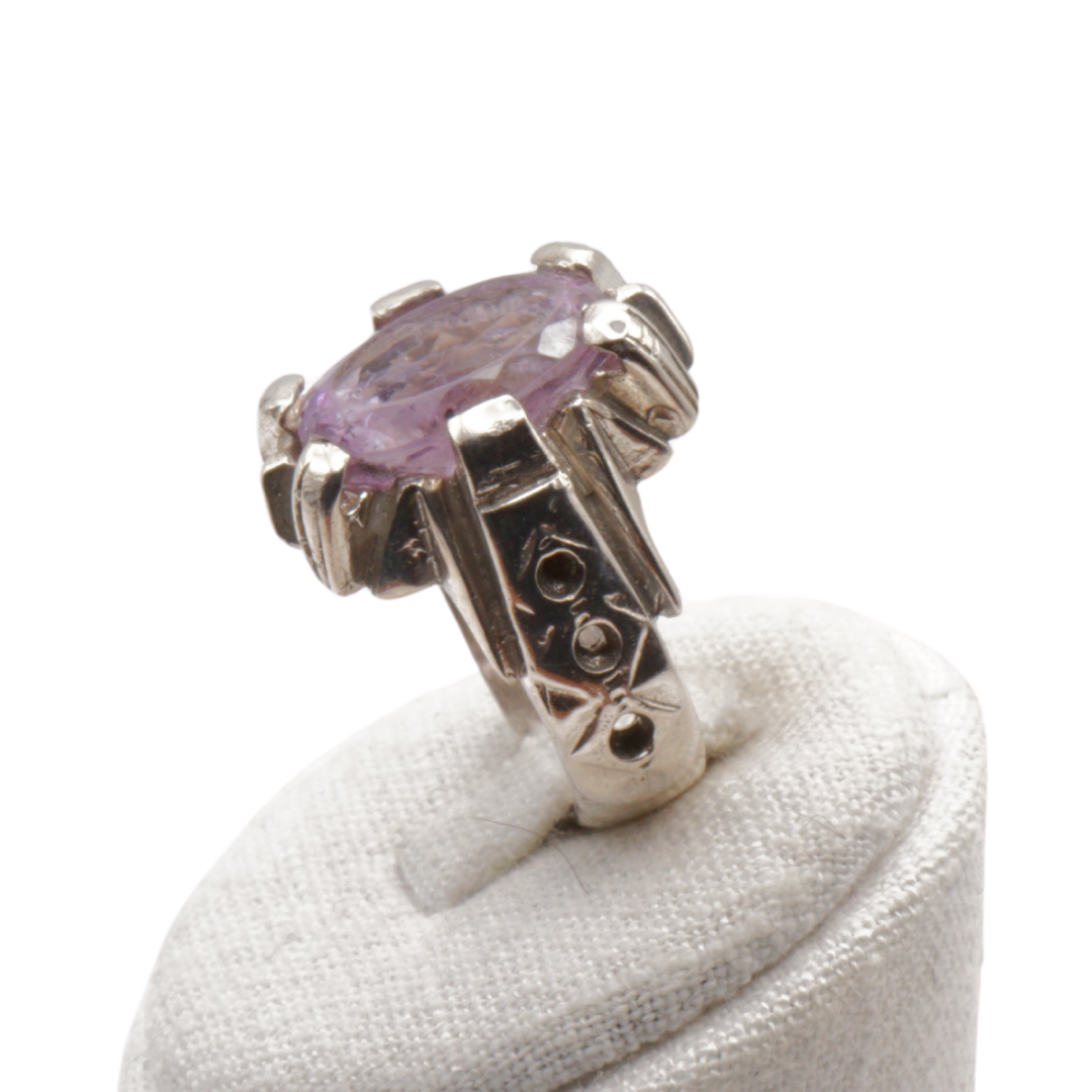 925 Silber Herrenring mit echtem Amethyst - Handarbeit