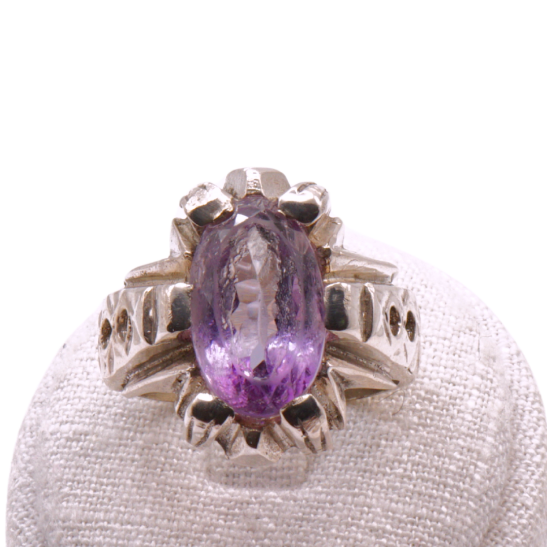 925 Silber Herrenring mit echtem Amethyst - Handarbeit