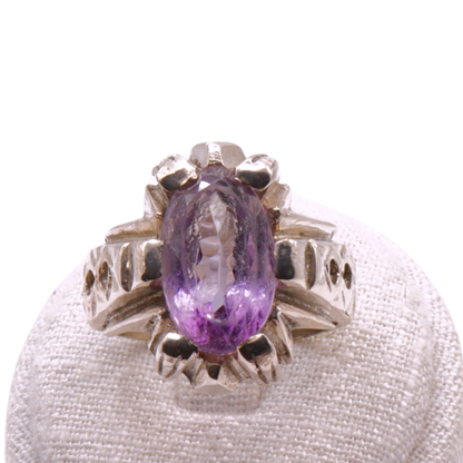 925 Silber Herrenring mit echtem Amethyst - Handarbeit