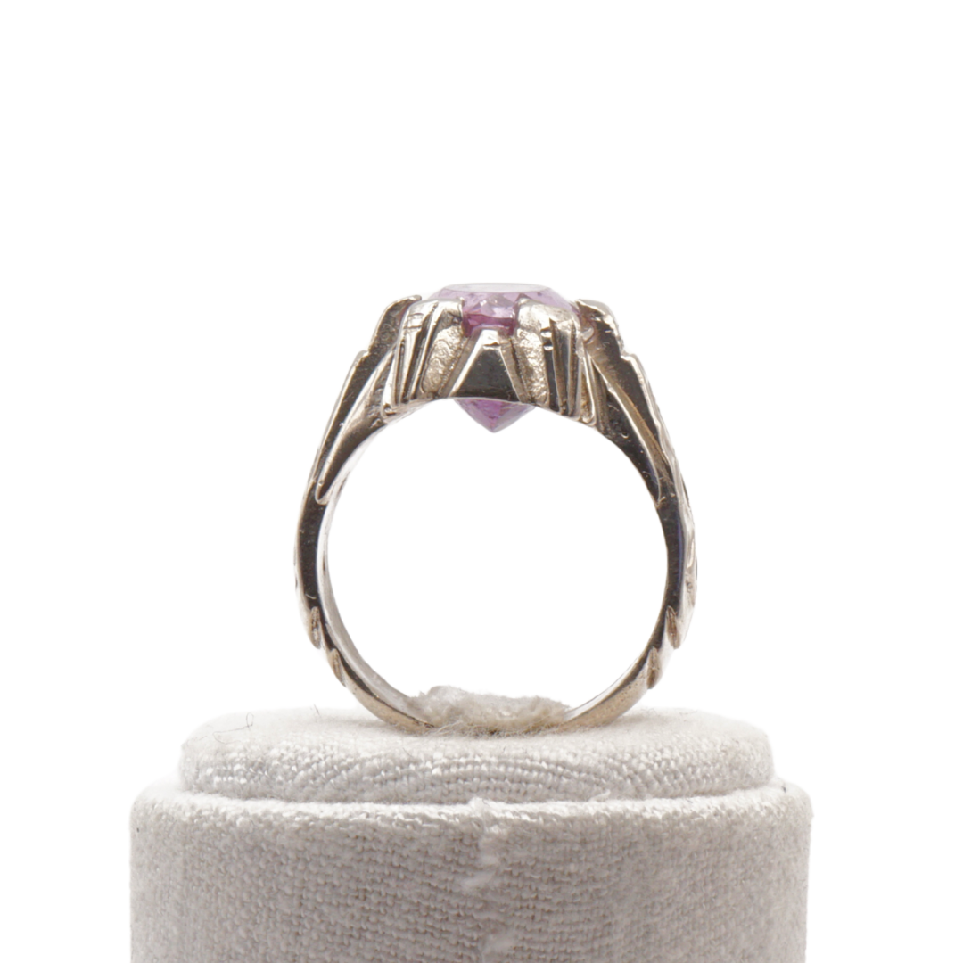 925 Silber Herrenring mit echtem Amethyst - Handarbeit