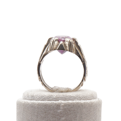 925 Silber Herrenring mit echtem Amethyst - Handarbeit