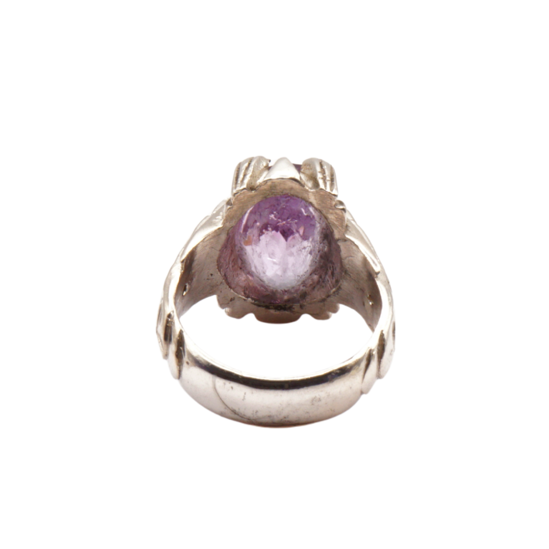 925 Silber Herrenring mit echtem Amethyst - Handarbeit