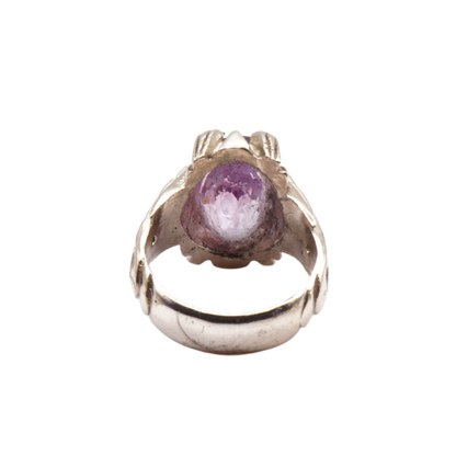 925 Silber Herrenring mit echtem Amethyst - Handarbeit