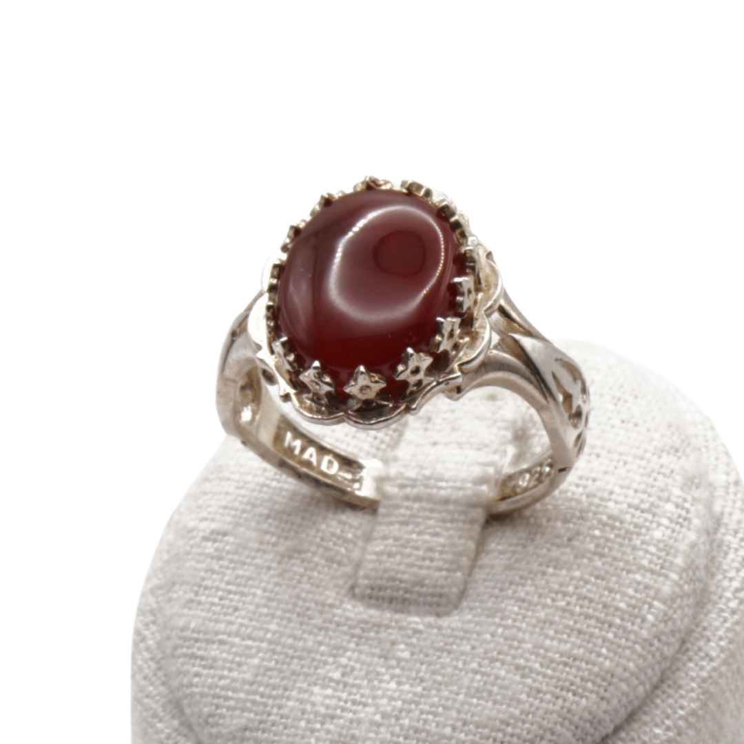 925 Silber Herrenring mit echtem Jemen Achat - Aqeeq