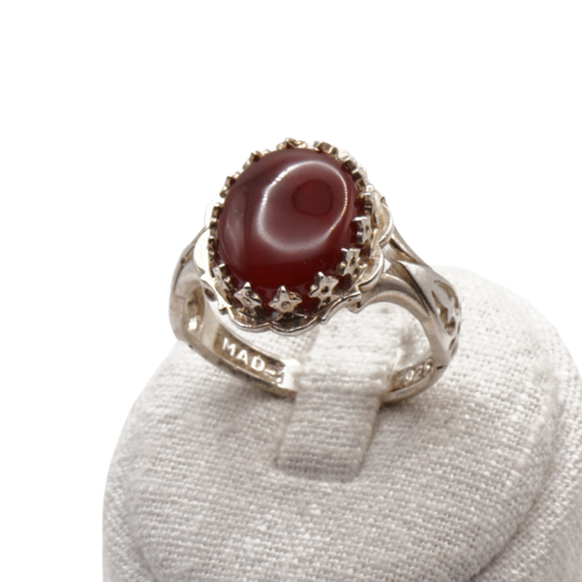 925 Silber Herrenring mit echtem Jemen Achat - Aqeeq