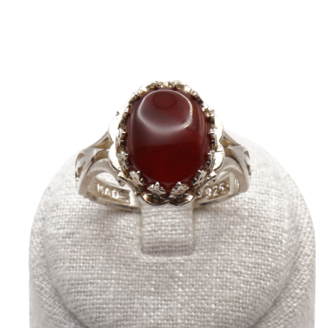 925 Silber Herrenring mit echtem Jemen Achat - Aqeeq