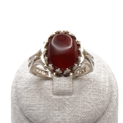 925 Silber Herrenring mit echtem Jemen Achat - Aqeeq