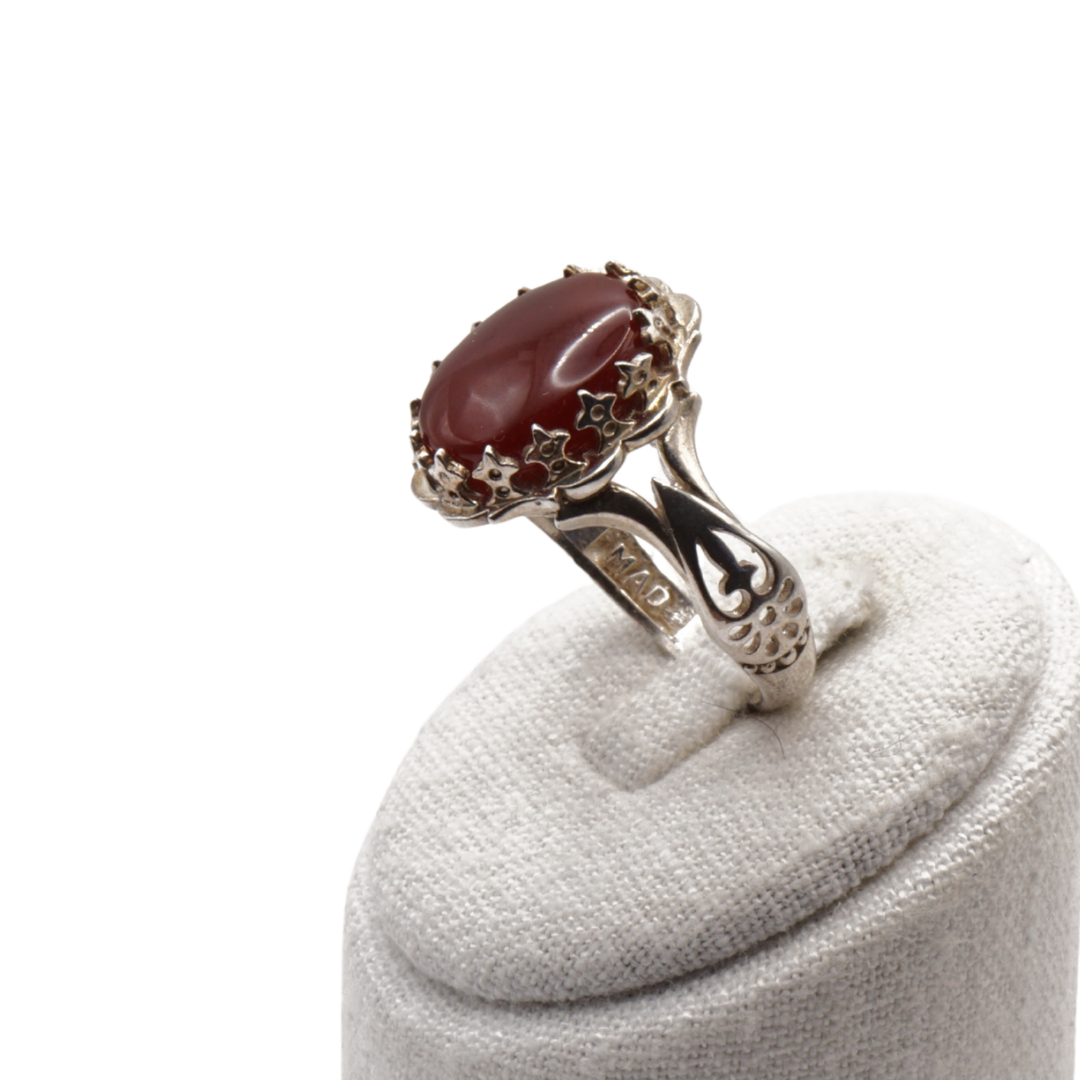 925 Silber Herrenring mit echtem Jemen Achat - Aqeeq