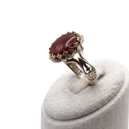 925 Silber Herrenring mit echtem Jemen Achat - Aqeeq