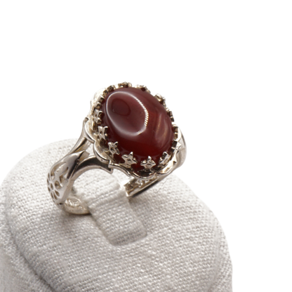 925 Silber Herrenring mit echtem Jemen Achat - Aqeeq