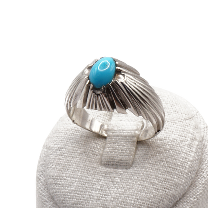 925 Silber Herrenring mit echtem Türkis Firouz Nishaburi - Handarbeit