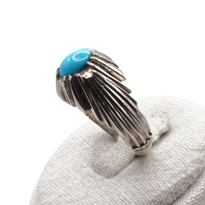 925 Silber Herrenring mit echtem Türkis Firouz Nishaburi - Handarbeit