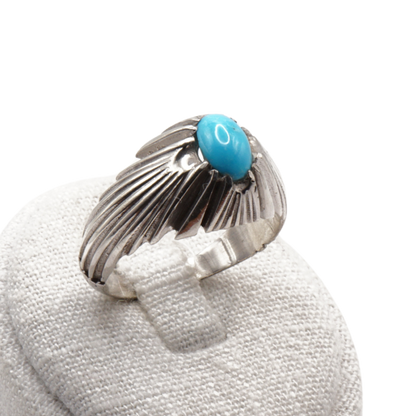 925 Silber Herrenring mit echtem Türkis Firouz Nishaburi - Handarbeit