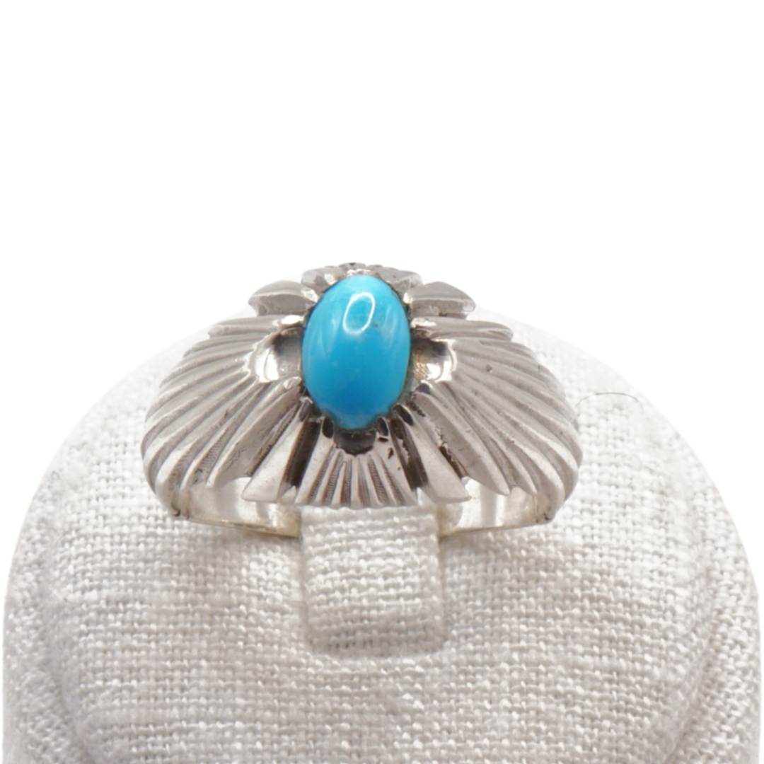 925 Silber Herrenring mit echtem Türkis Firouz Nishaburi - Handarbeit