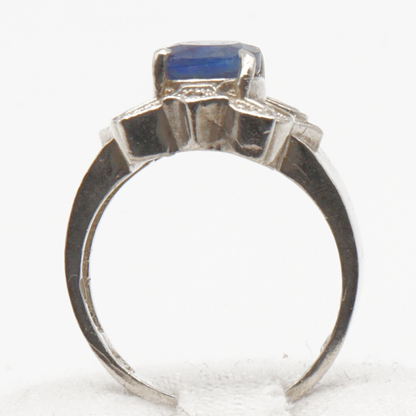 925 Damen Ring mit echtem Saphir - Handarbeit