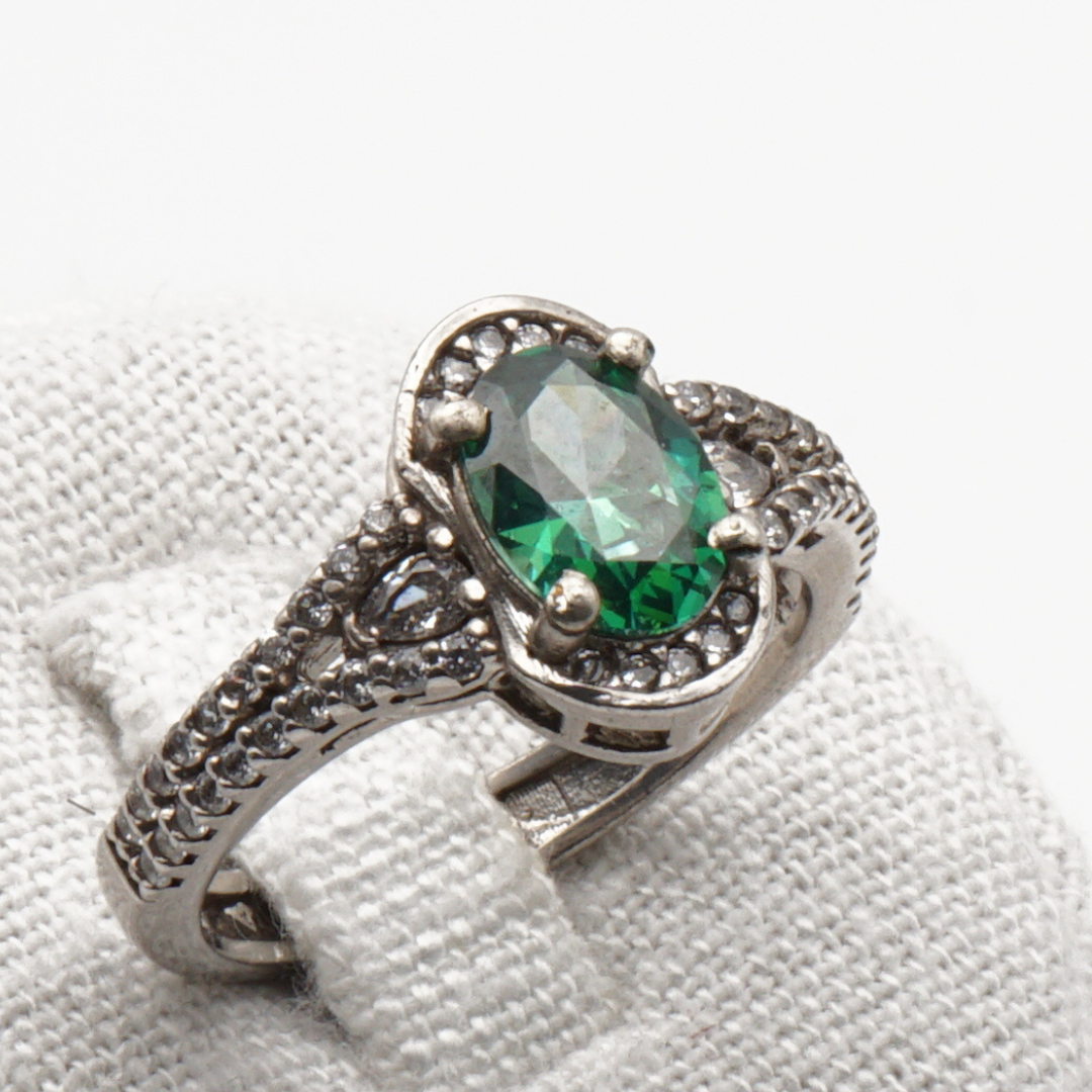 925 Damen Ring mit echtem Smaragd