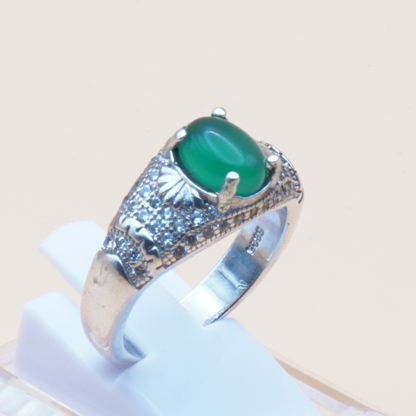 925 Silber Damen Ring mit Jemen Achat Aqeeq Yamani