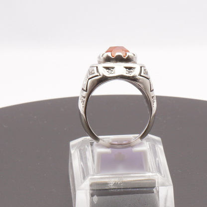 925 Silber Herren Aqeeq Ring Yamani - Jemen-Karneol - Achat  - Handarbeit - Massiv