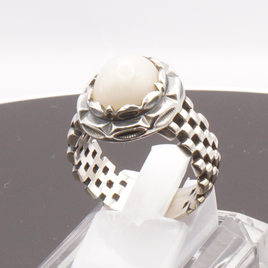 925 Silber Herrenring Opal / Edelopal - Handarbeit - Massiv