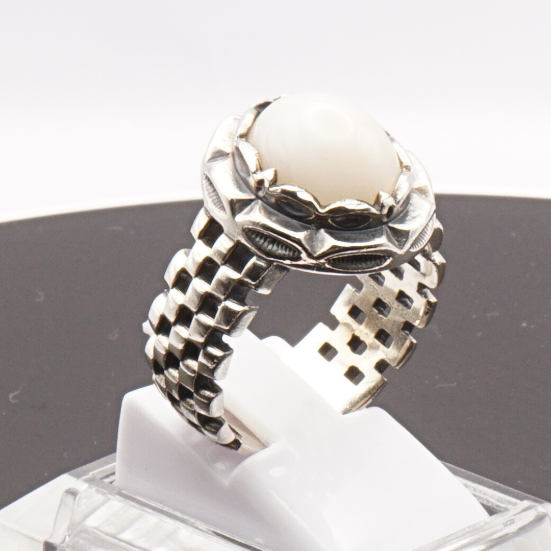 925 Silber Herrenring Opal / Edelopal - Handarbeit - Massiv