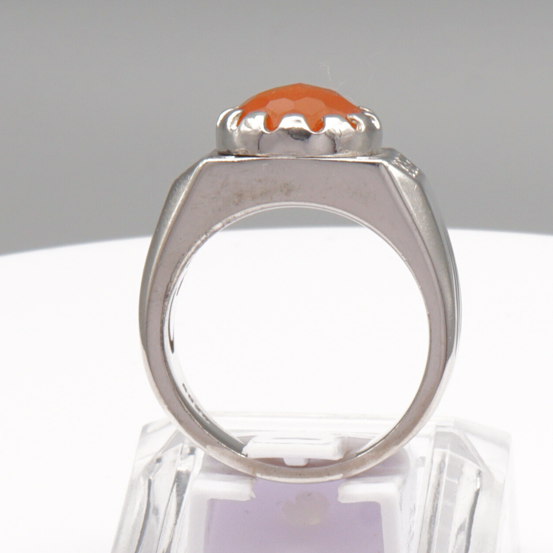925 Silber Herren Aqeeq Ring Yamani - Jemen Karneol - Achat  - Handarbeit - Massiv