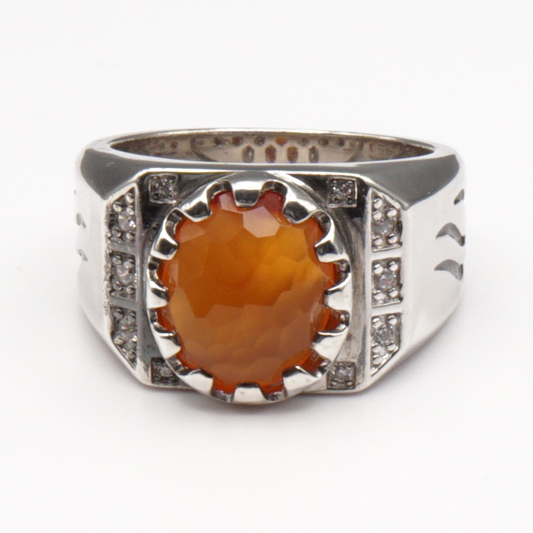 925 Silber Herren Aqeeq Ring Yamani - Jemen Karneol - Achat  - Handarbeit - Massiv