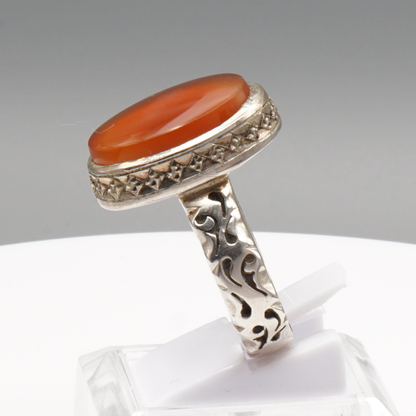 925 Silber Herren Aqeeq Ring Yamani - Jemen-Achat  - Handarbeit - Massiv
