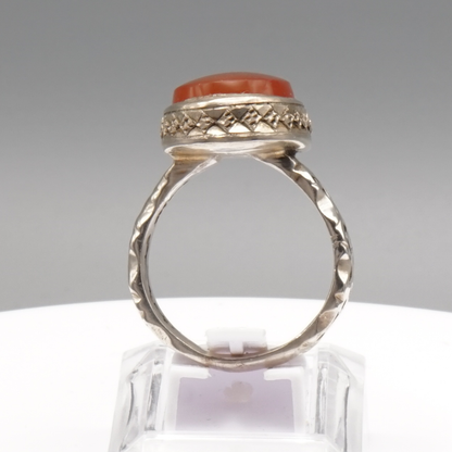 925 Silber Herren Aqeeq Ring Yamani - Jemen-Achat  - Handarbeit - Massiv