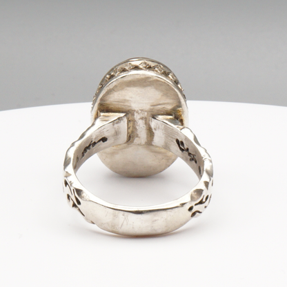 925 Silber Herren Aqeeq Ring Yamani - Jemen-Achat  - Handarbeit - Massiv