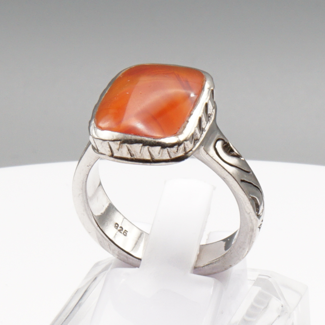 925 Silber Herren Aqeeq Ring Yamani - Jemen-Achat - Massiv