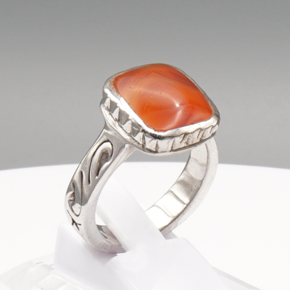925 Silber Herren Aqeeq Ring Yamani - Jemen-Achat - Massiv