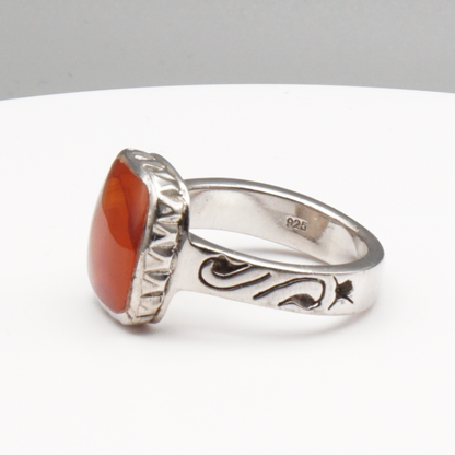 925 Silber Herren Aqeeq Ring Yamani - Jemen-Achat - Massiv