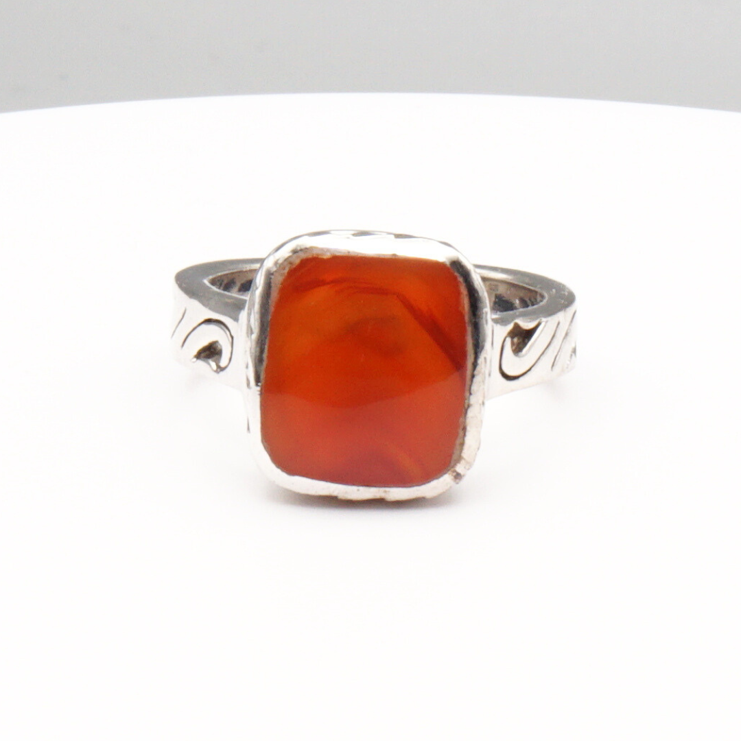 925 Silber Herren Aqeeq Ring Yamani - Jemen-Achat - Massiv
