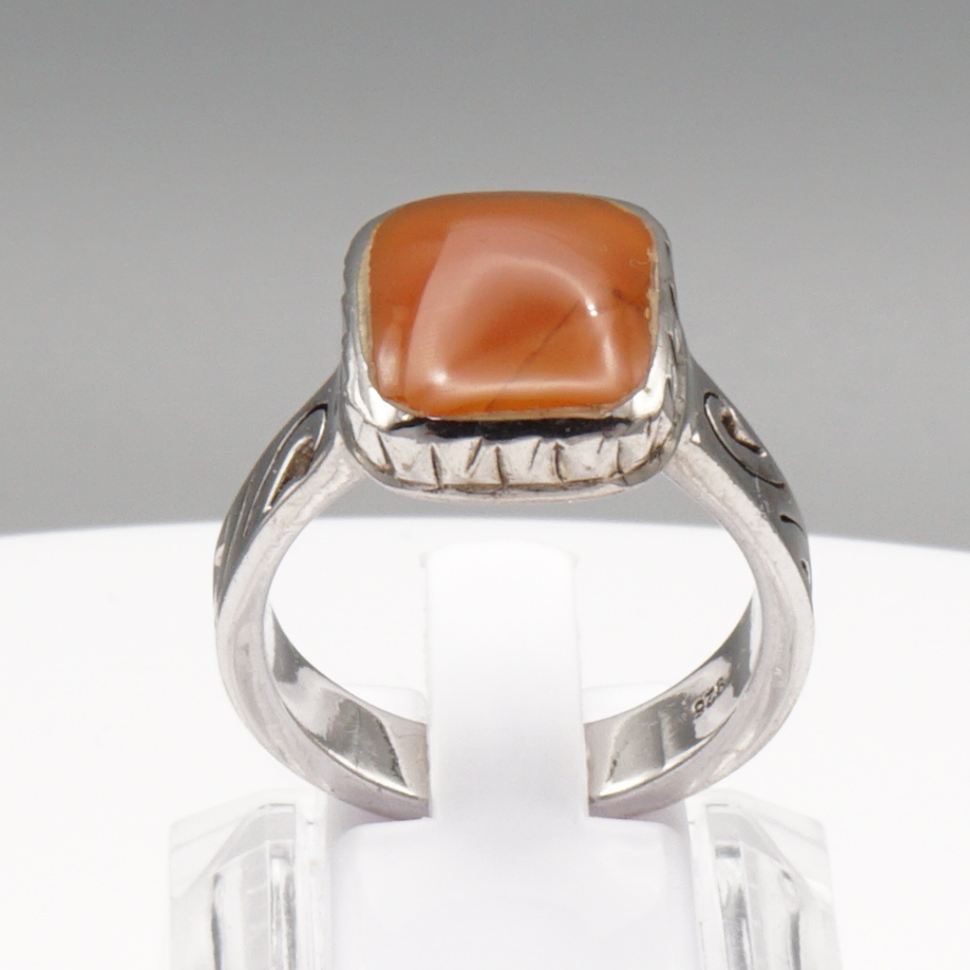 925 Silber Herren Aqeeq Ring Yamani - Jemen-Achat  - Massiv