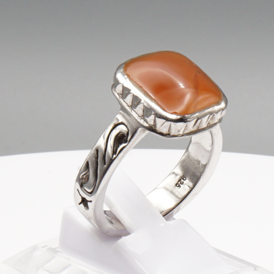 925 Silber Herren Aqeeq Ring Yamani - Jemen-Achat  - Massiv