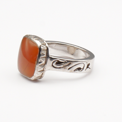 925 Silber Herren Aqeeq Ring Yamani - Jemen-Achat  - Massiv