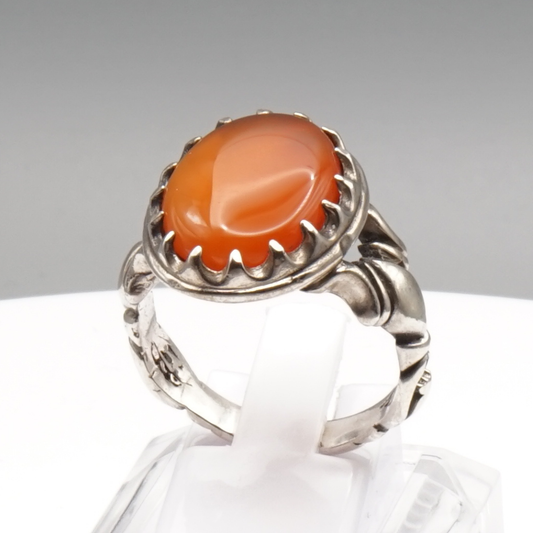 925 Silber Herren Aqeeq Ring Yamani - Jemen-Achat  - Handarbeit - Massiv